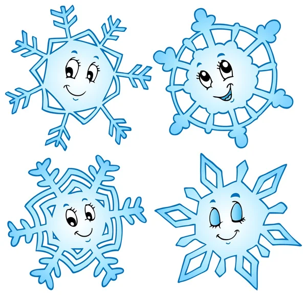 Dessin animé collection de flocons de neige 1 — Image vectorielle