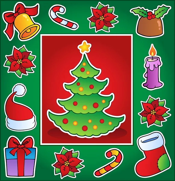 Navidad tema tarjeta de felicitación 1 — Vector de stock
