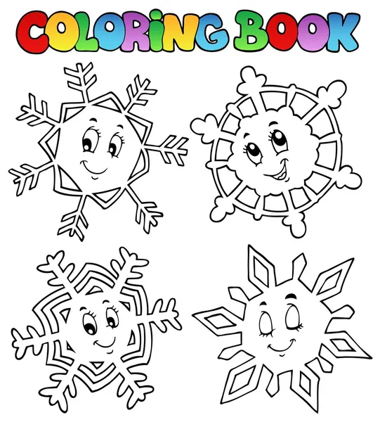 Libro para colorear dibujos animados copos de nieve 1 — Archivo Imágenes Vectoriales