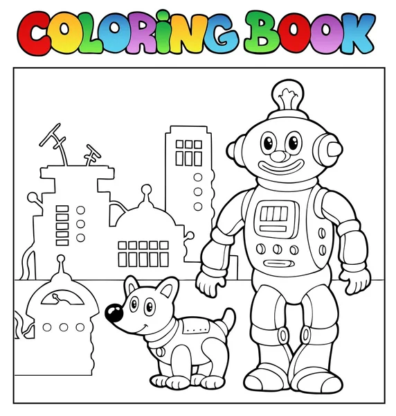 Kleuren boek robot thema 1 — Stockvector