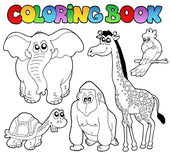 Coloring book tropical animals 2 — Stock Vector