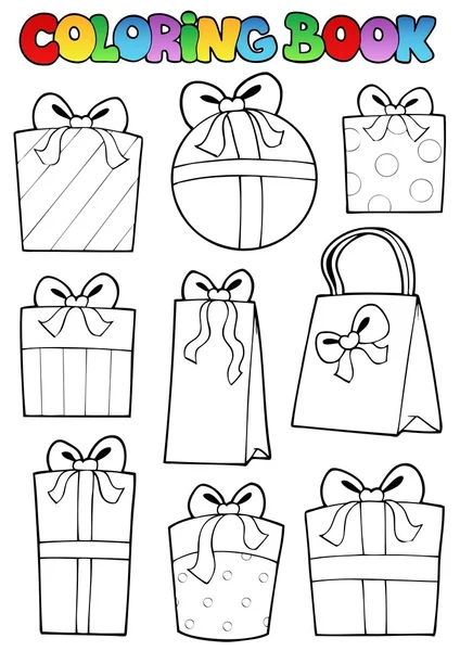 Coloring book various gifts — Stock Vector
