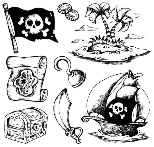 Drawings with pirate theme 1 — Stock Vector