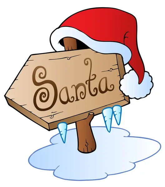 Santa vánoční znamení s víčkem — Stockový vektor