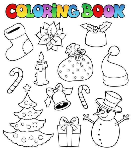 Coloring book Christmas images 1 — Stock Vector