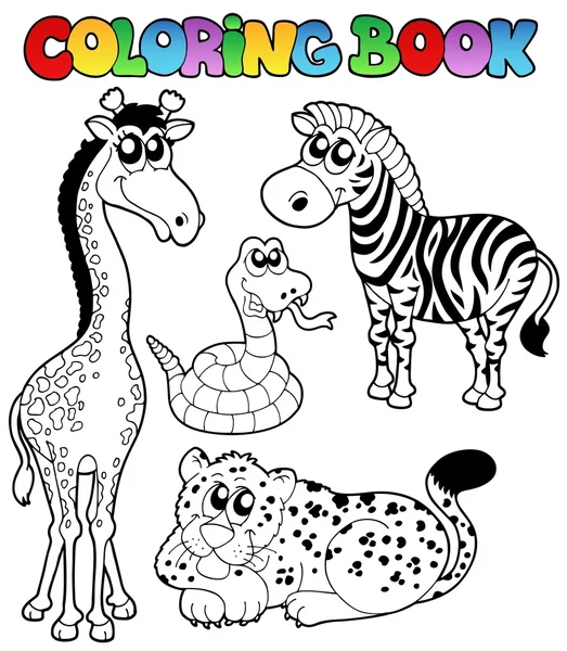 Coloring book tropical animals 1 — Stock Vector