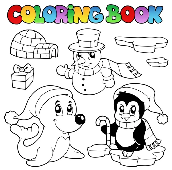 Coloring book vintern djur 3 — Stock vektor