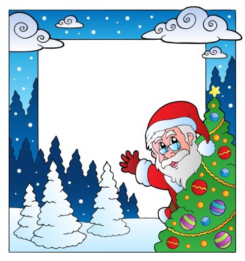 Christmas theme frame 4 clipart