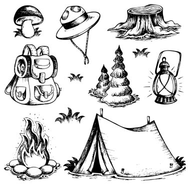 Outdoor theme drawings collection clipart