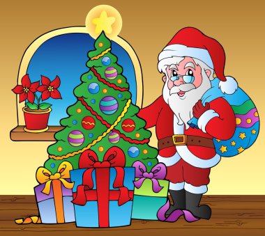 Santa Claus indoor scene 5 clipart