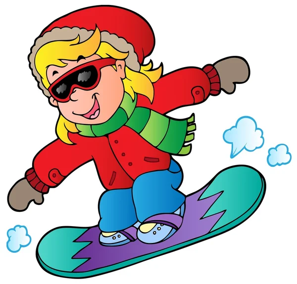 Rajzfilm lány snowboard — Stock Vector