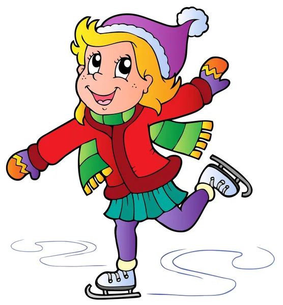 Chica de dibujos animados patinaje — Vector de stock