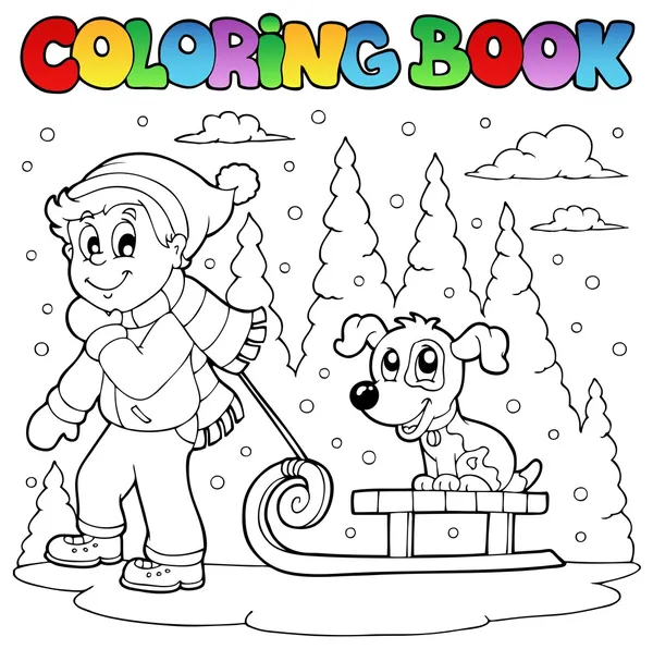 Coloring book winter theme 1 — Stock Vector