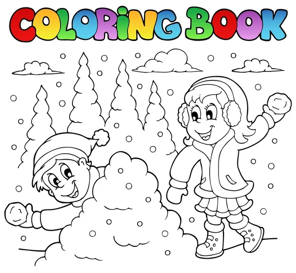 Coloring book winter theme 2 — Stock Vector