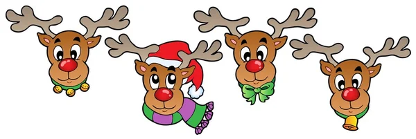 Cuatro lindos ciervos de Navidad — Vector de stock
