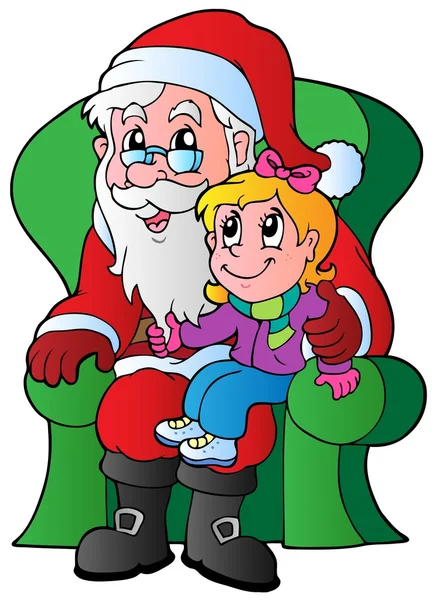 Santa Claus and small girl — Stock Vector