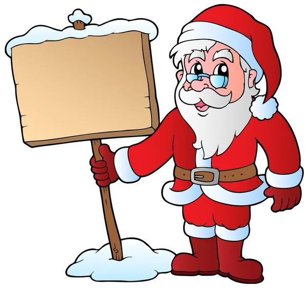 Santa claus hospodářství Dřevěná deska — Stockový vektor