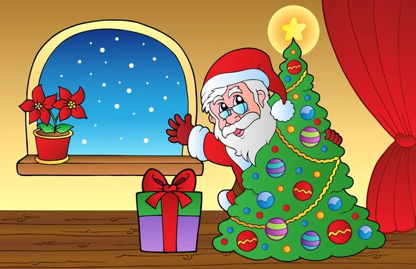 Santa Claus beltéri jelenet 2 — Stock Vector