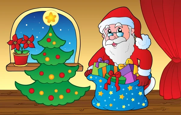 Santa claus binnen scène 3 — Stockvector