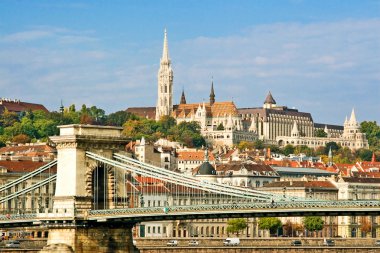 Hungarian landmark, Budapest Chain Bridge. clipart