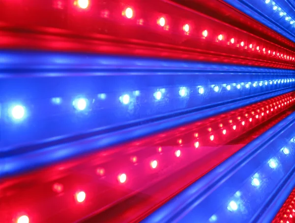 Red, blue disco lighting, power details. — Stock Photo, Image