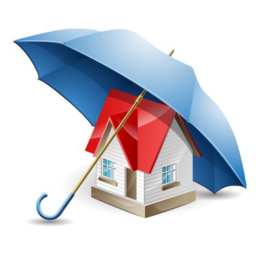 mavi bir şemsiye altında ev