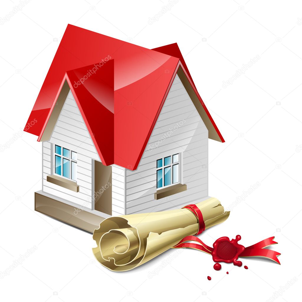 Vector illustration of the house with documents on it