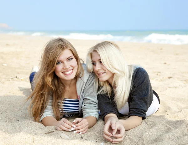 Two girls at outdoor near sea Stock Photo