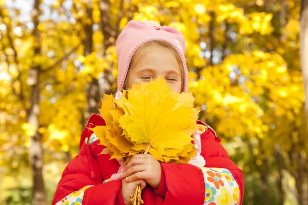 Dítě v podzimním parku. — Stock fotografie