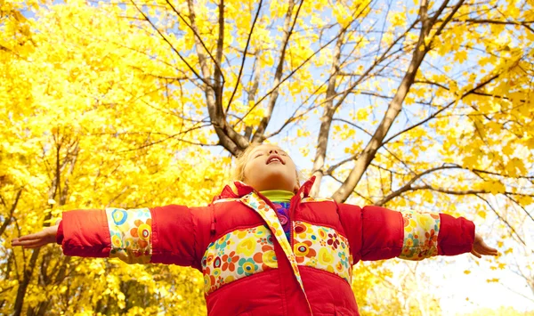 Bambino nel parco autunnale . — Foto Stock