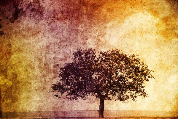 Baum im Sommerfeld. Foto im mehrfarbigen Bildstil. — Stockfoto