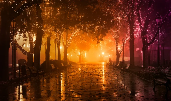 オデッサ、ウクライナでの夜の路地のベンチ — ストック写真