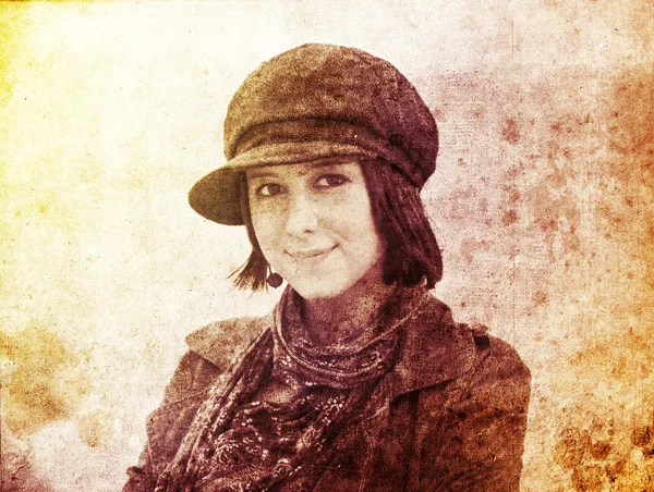 Портрет красивая девушка с шарфом — стоковое фото