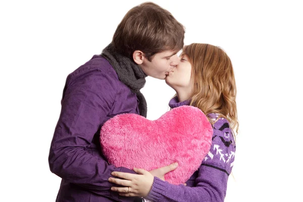 Couple kissing. Studio shot. — Stok fotoğraf