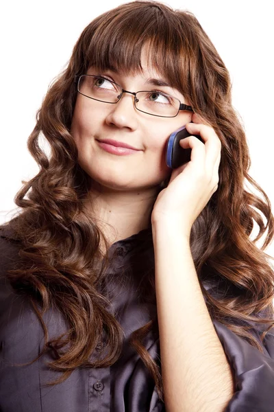 Zakelijke vrouwen bellen via de telefoon. studio opname. — Stockfoto