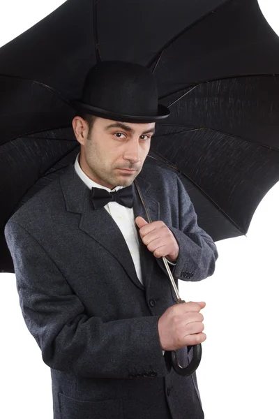 Muž a deštník — Stock fotografie
