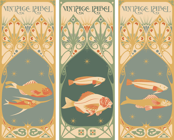 Vintage labels: fish
