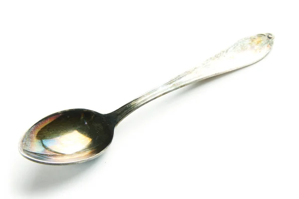 Old silver patina teaspoon — Stock Photo, Image