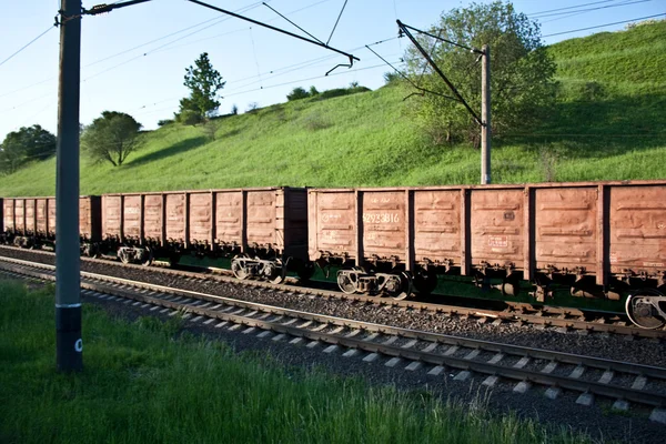 Structure of cars of a cargo train — Stock Photo, Image