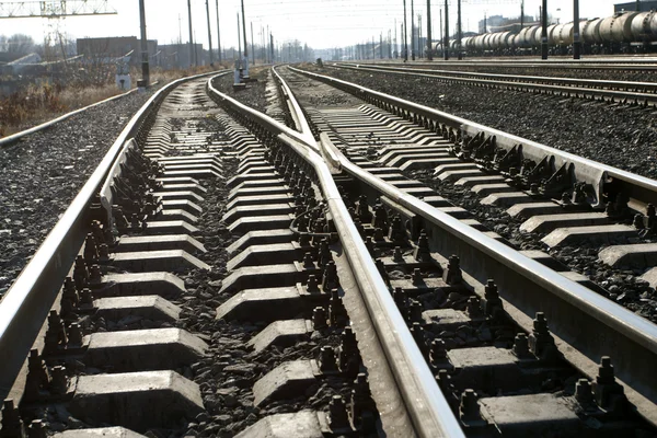The railway - rails — Stock Photo, Image