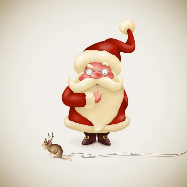 Santa Claus with a strange little reindeer — Stock Photo, Image