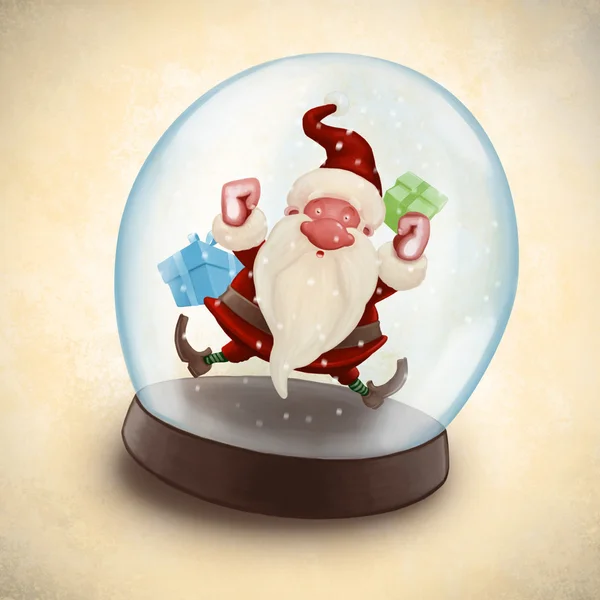 Santa claus v sněhová koule — Stock fotografie