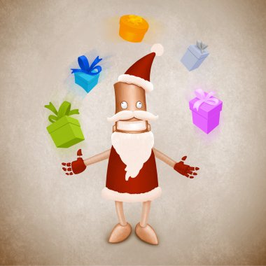 Santa Claus robot juggler clipart