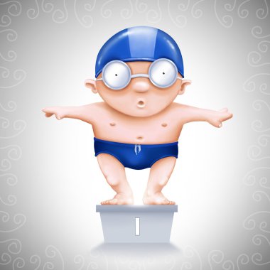 Swimmer on starting block clipart