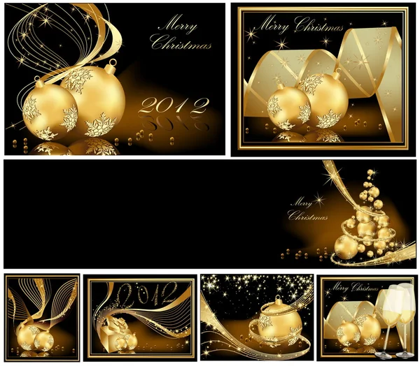 Gold frohe Weihnachten Hintergrundkollektionen — Stockvektor