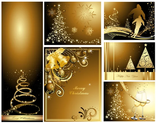 Joyeux Noël en or et bonne année collection — Image vectorielle