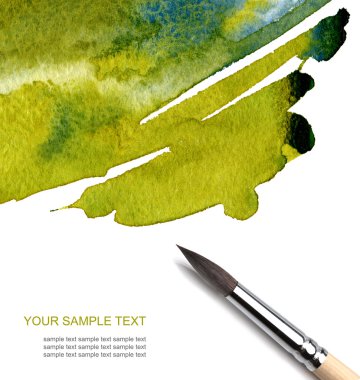 Abstract watercolor painted background with brush clipart