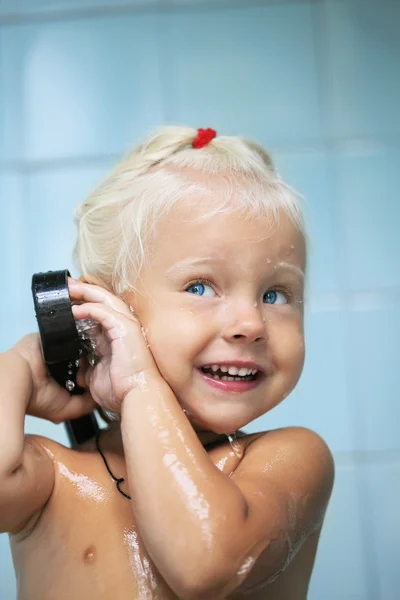 Little baby child girl in bath — Stock Photo, Image