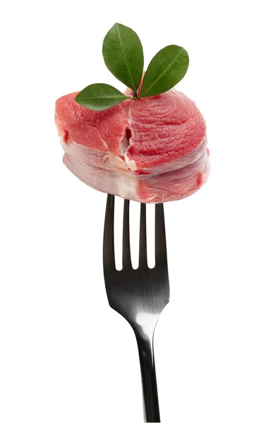 Forchetta con carne — Foto Stock