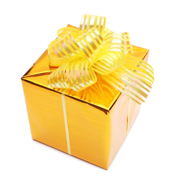 Scatola regalo oro — Foto Stock